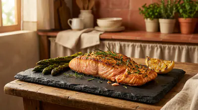 Salmão grelhado na air fryer em 12 minutos (com crosta de ervas)